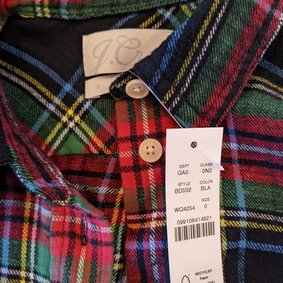 J Crew Stewart Plaid Shirt, New with tags, size 0 - Picture 4 of 4